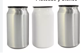 Latas sublimables de 350 ml Blanco y plateado