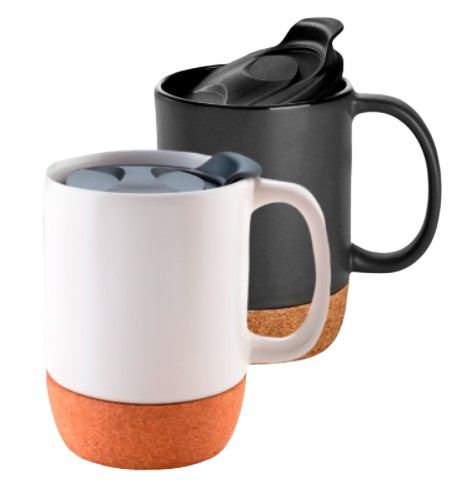 Taza de café con tapa y base de corcho 11,8 oz